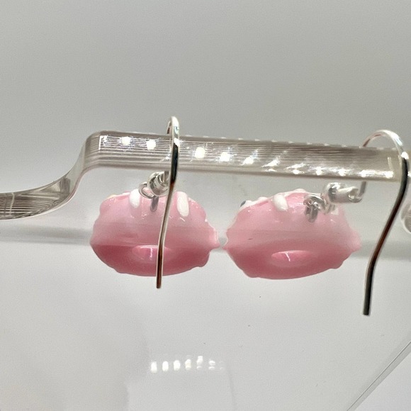 Sprinkle Donut Earrings - Strawberry Icing Donut Accessories - Food Earrings - Picture 5 of 9